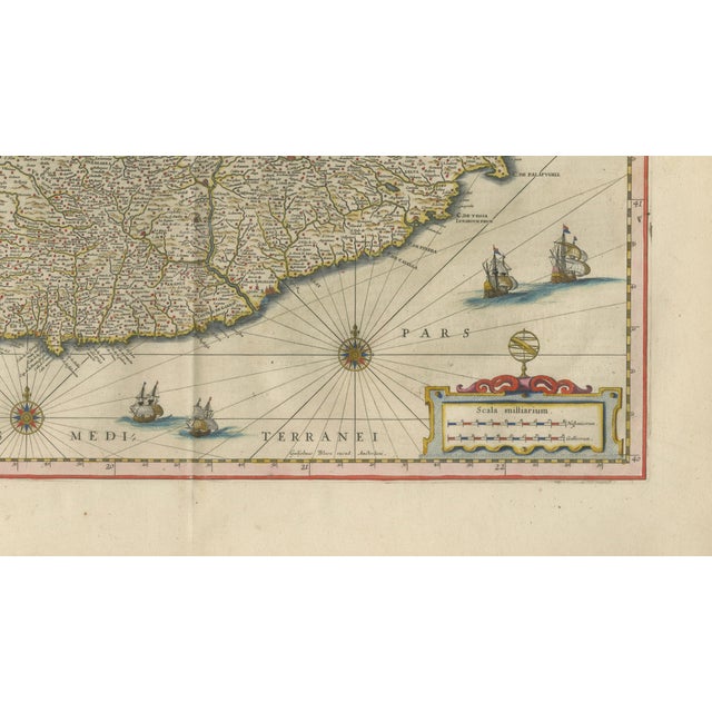 Catalonia Map with Barcelona and Mediterranean Coast from Blaeu, 1642 For Sale - Image 6 of 14