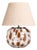 Hand-Blown Glass Table Lamp With Linen Shade in Ice Blue Speckled For Sale