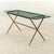 1960s Vintage Hollywood Regency Faux Bamboo Console Brass Metal Table With Glass Top and X Base For Sale - Image 5 of 5