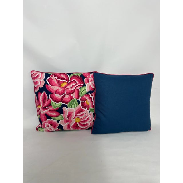 2020s Robert Allen O’Keefe Bloom in High Noon Pink Pillows - Pair For Sale - Image 5 of 12