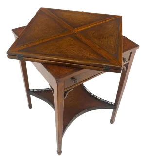 Theodore Alexander One Drawer Leather Top Folding Top Game Table MINT