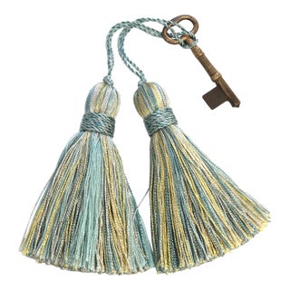 Petite Turquoise Key Tassels - A Pair For Sale