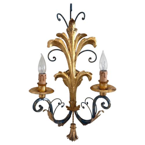 Large Florentine Hollywood Regency Wall Lamp, Italy, 1970s For Sale - Image 11 of 11