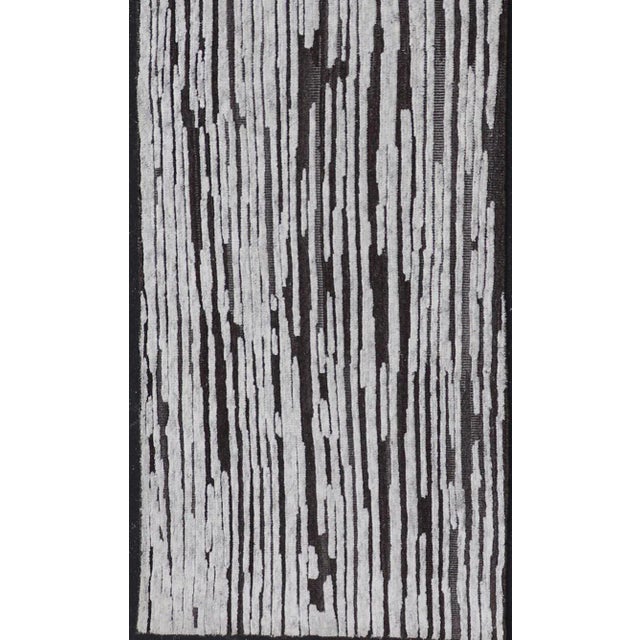 Keivan Woven Arts Modern Runner With in Charcoal 3 X 13'5 For Sale - Image 9 of 11