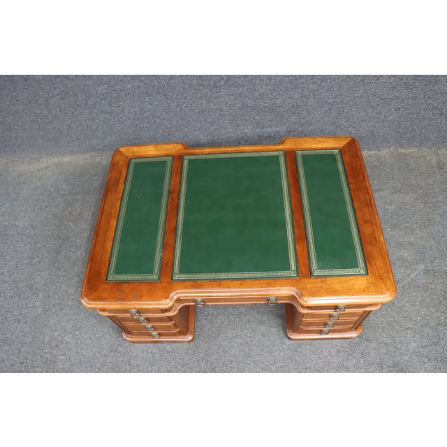 Late 20th Century Croquet Cherry Leather-Top Partners Desk Form Coffee Table For Sale - Image 5 of 16
