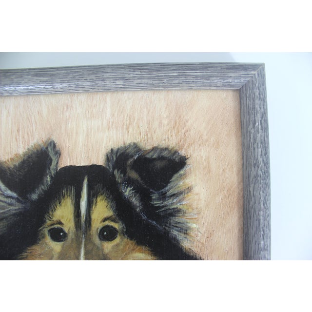 Wood Vintage Dog Painting Framed For Sale - Image 7 of 9