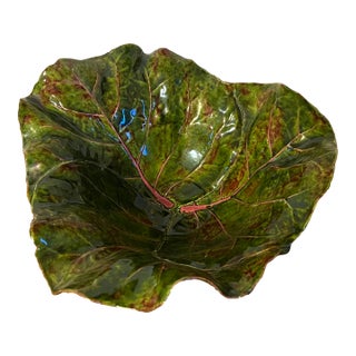 Large Dodie Thayer Sea Grape Leaf Serving or Centerpiece Bowl For Sale