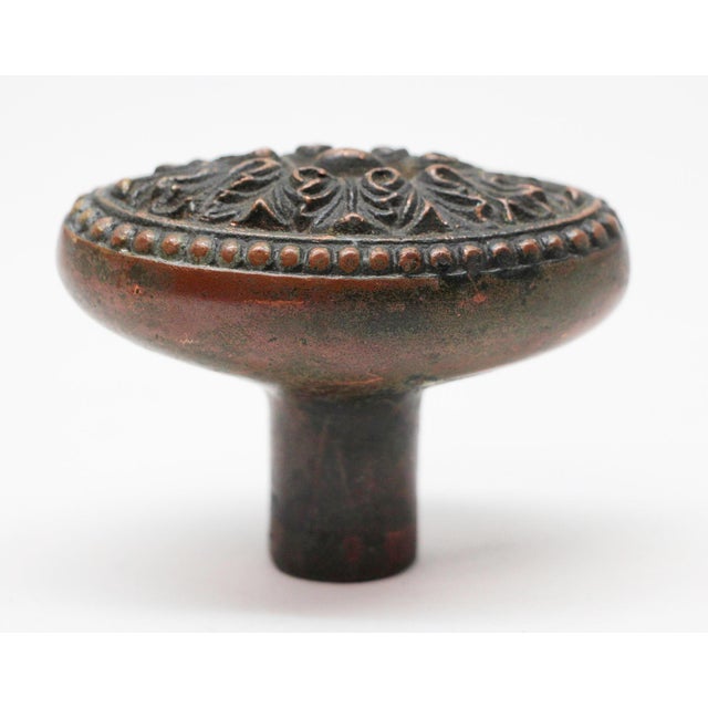 French Antique Yale & Towne Louis XVI Isigny Oval Bronze Interior Door Knob For Sale - Image 3 of 4
