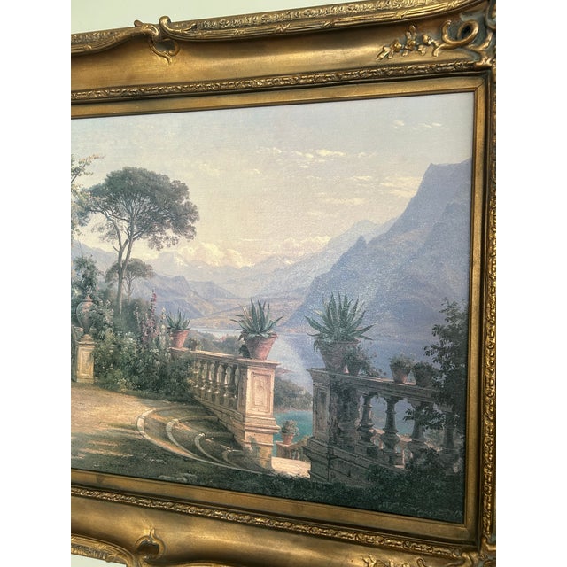 2000 - 2009 Gorgeous Framed Vintage Textured Canvas Italian Balcony Scene For Sale - Image 5 of 11