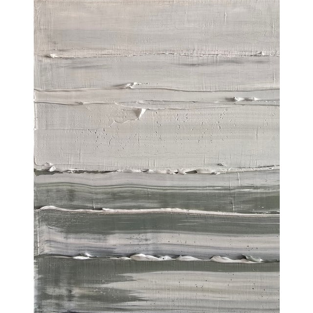 26" X 30" Framed Abstract Minimalist Seascape / Landscape Oil Painting by Diane Grant / Neutral Color Palette / Color Fields For Sale - Image 12 of 12