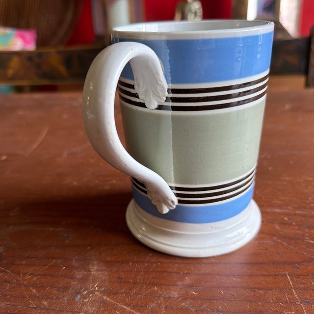 Antique Staffordshire Pearlware Mocha Banded Tankard, Circa 1820s For Sale - Image 4 of 12