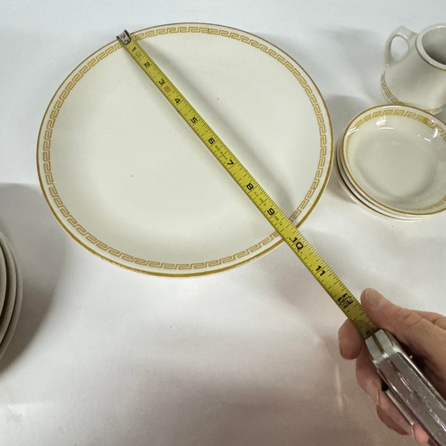 1950s Mediterranean Homer Laughlin Restaurant Quality Gold Greek Key Banded Dinnerware - 19 Pieces For Sale In Columbia, SC - Image 6 of 11