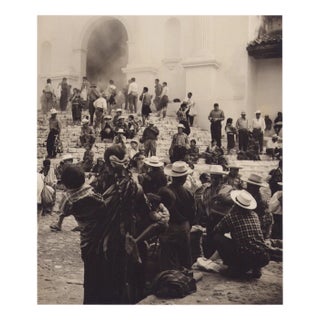 Hanna Seidel, Guatemalan Street with People, Black and White Photograph, 1960s For Sale