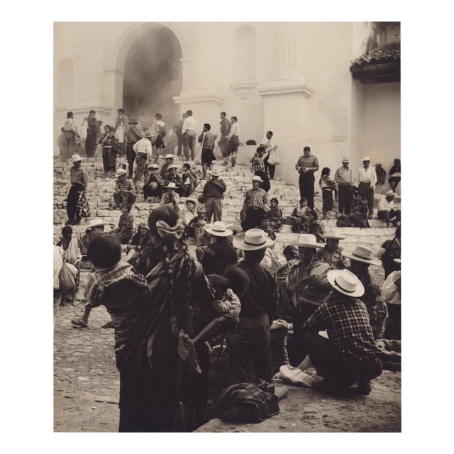 Hanna Seidel, Guatemalan Street with People, Black and White Photograph, 1960s For Sale