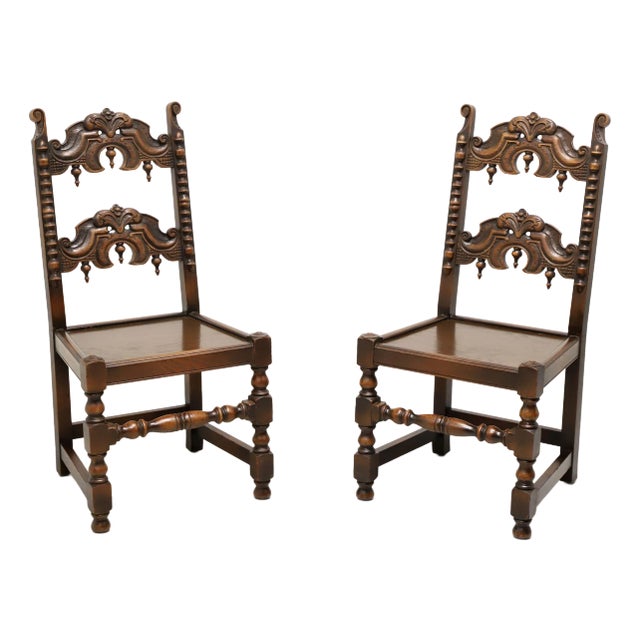 Grand Rapids Bookcase and Chair Co Antique Early 20th Century Oak Gothic Revival Dining Side Chairs - Pair A For Sale