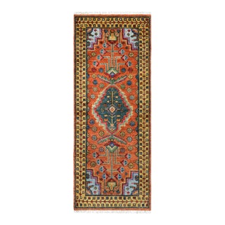 3x12Ft. Brunt Orange Persian Design Inspired Hand Knotted Wool Runner Rug For Sale
