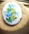 Metal Antique Art Nouveau 1910 Hand-Painted Blue Dogwood Flower Porcelain Brooch For Sale - Image 7 of 11