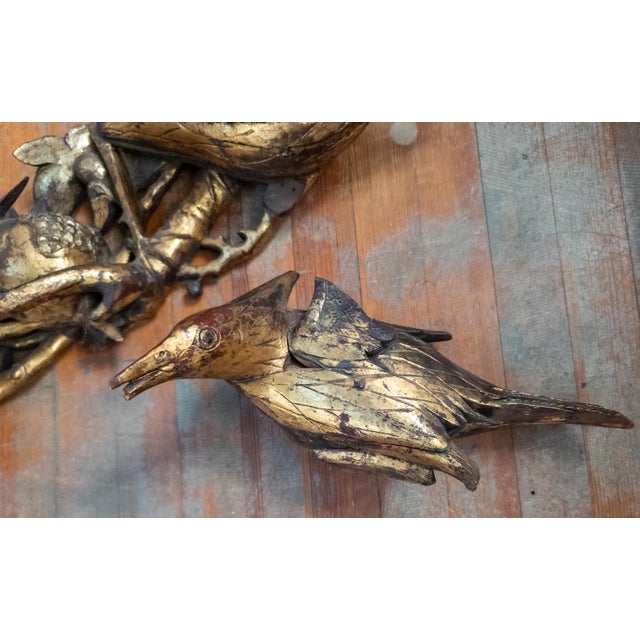 19th Century Chinoiserie Chinese Carved Giltwood Architectural Fragment With Birds and Pomegranates For Sale - Image 4 of 18