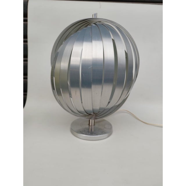 Desk Lamp by Henri Mathieu, 1970s. Structure of brushed aluminum slats on the exterior and white lacquered on the...