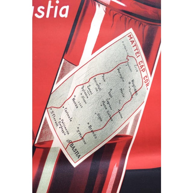 Large Mattei Cap Corse Advertising Poster by Rene Bougros, 1950s For Sale - Image 9 of 18