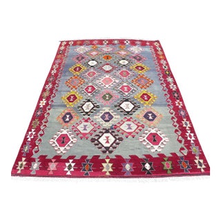 Vintage Turkish Handmade Aesthetic Area Boho Kilim Rugs For Sale