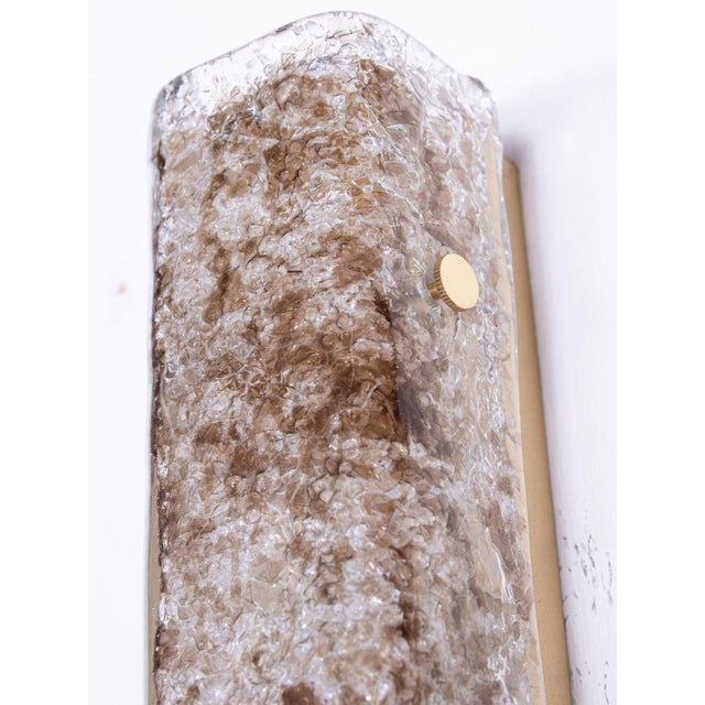 Large Vintage Amber Murano Ice Glass and Brass Sconces from Kaiser Leuchten, Germany, 1960s, Set of 2 For Sale - Image 6 of 11