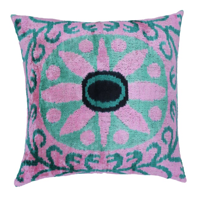 Contemporary Pink Handmade Velvet Throw Pillow & Down Insert For Sale
