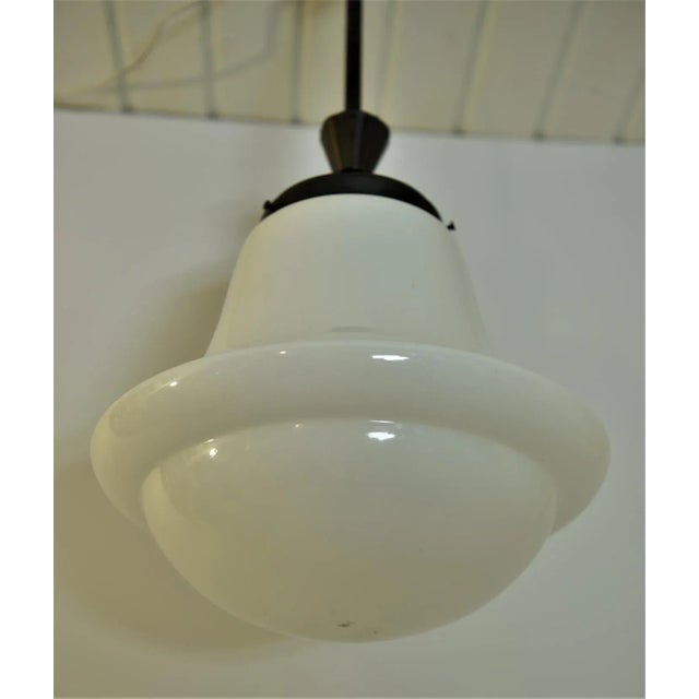 1920s Swedish Grace Art Déco Copper and Hand Blown Glass Pendant Lamp, 1920s For Sale - Image 5 of 8