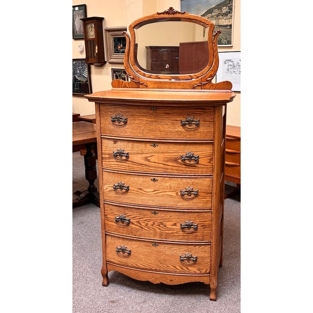 American Antique Golden Oak Dressing Chest with Shaving Mirror c.1880 Beautiful Oak Gentleman's Chest - Shaving / Vanity...