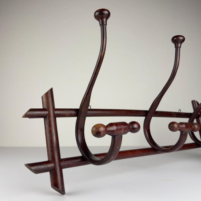 Brown Antique Wooden Coat Rack, Italy, 1930s For Sale - Image 8 of 18