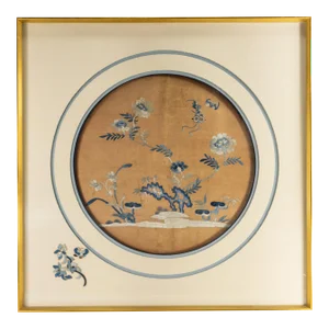 19th Century Framed Chinese Silk Embroidered Robe Panel