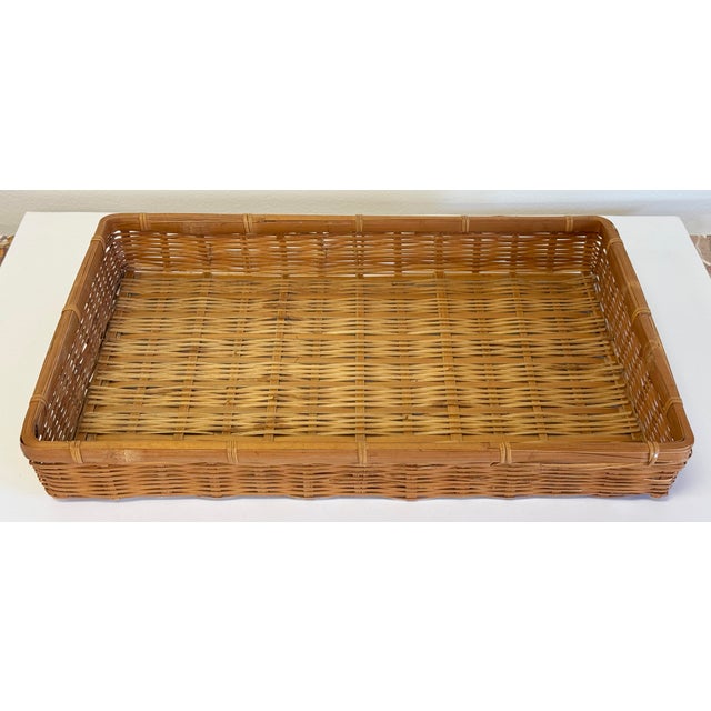 Asian Vintage Wicker Basket Tray For Sale - Image 3 of 8