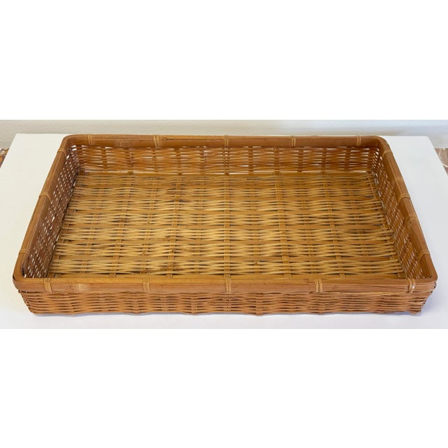 Asian Vintage Woven Wicker Basket Tray For Sale - Image 3 of 8