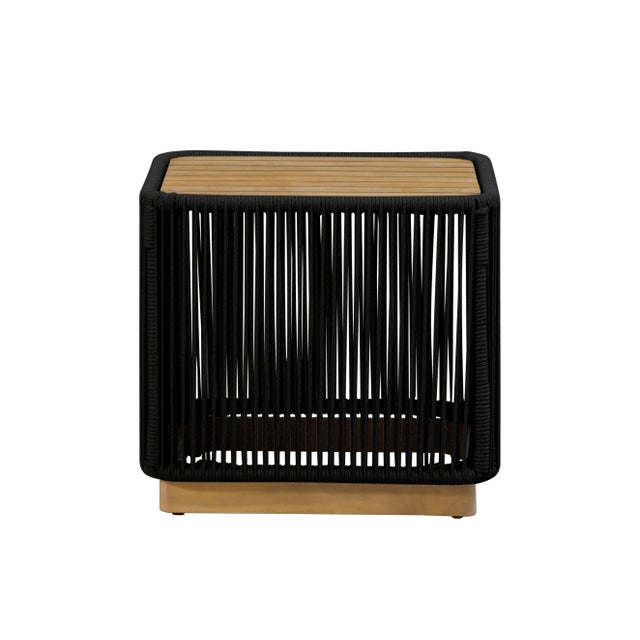 Modern Alpine Teak Collection Rope Design End Table - Black For Sale - Image 3 of 9