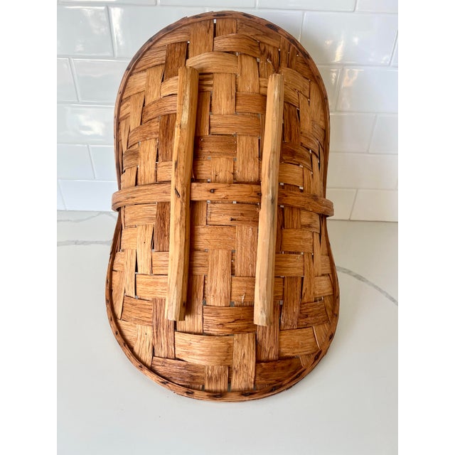 Mid 20th Century Vintage Hand Woven Splint Oak Egg Gathering Basket For Sale - Image 4 of 5