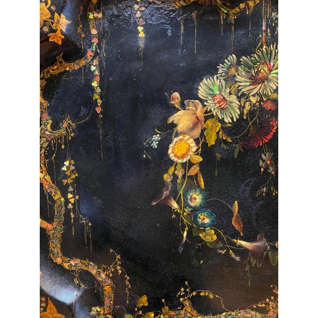 Traditional 19th Century Floral Tole Tray - Extra Large For Sale - Image 3 of 4