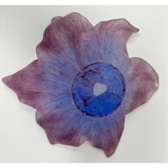 Glass Daum France Amaryllis Amethyst Pate De Verre Crystal Vide-Poche Bowl Signed in Original Box For Sale - Image 7 of 14
