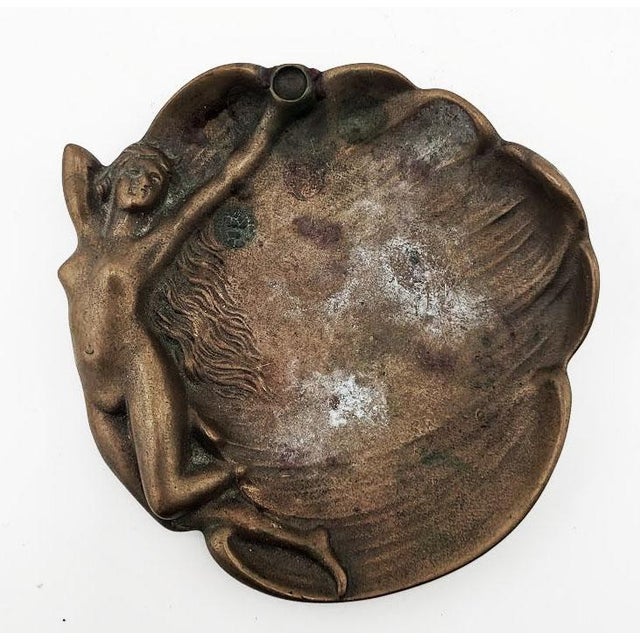 Art Nouveau French Art Nouveau Signed a.j. Vaast Bronze Nymph Catchall Dish For Sale - Image 3 of 9
