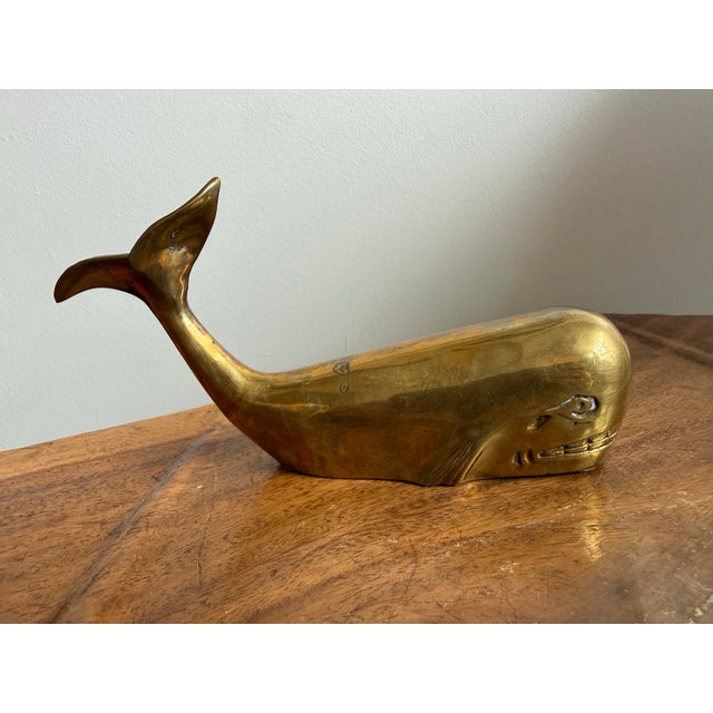 Nautical Vintage Solid Brass Nautical Whale Paperweight Sculpture For Sale - Image 3 of 11