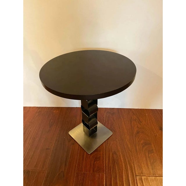 Late 20th Century Modern Round Black Walnut and Steel Gueridon For Sale - Image 5 of 6