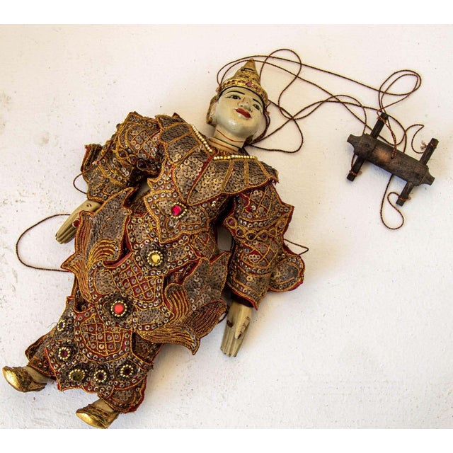1950s Asian Handcrafted Wood Burmese String Opera Marionette Wall Decor ...