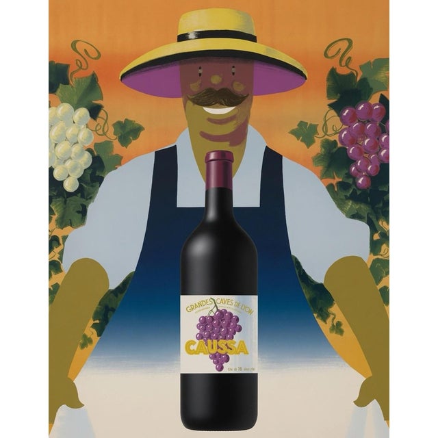 Monumental Original 1950s French Wine Advertising Poster – “Les Vins Des Grandes Caves De Lyon / Caussa” by Cristèn Lyon, Framed For Sale - Image 4 of 7