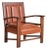 French Colonial Wood + Cognac Leather Armchair, 1944 For Sale