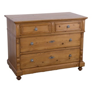 Pine Chest of Four Drawers with Waxed Finish, 1898 For Sale