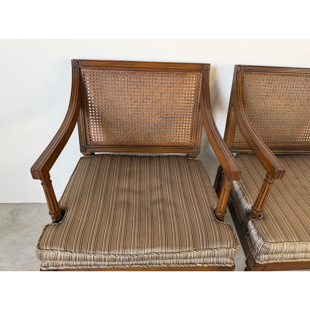 70's Vintage French Louis XVI Style Arm Accent Chairs - A Pair For Sale - Image 9 of 15