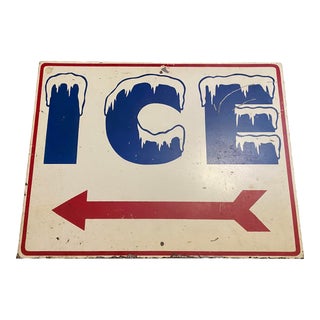 1970s Ice Enamel Sign Advertising Signage For Sale