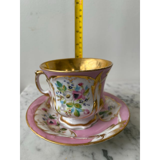 Antique, English Pink and Gold Large Tea Cup For Sale - Image 10 of 10