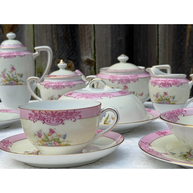 Enjoy this exquisite, authentic antique Noritake porcelain coffee, tea, and breakfast serving service. Hand-painted in...