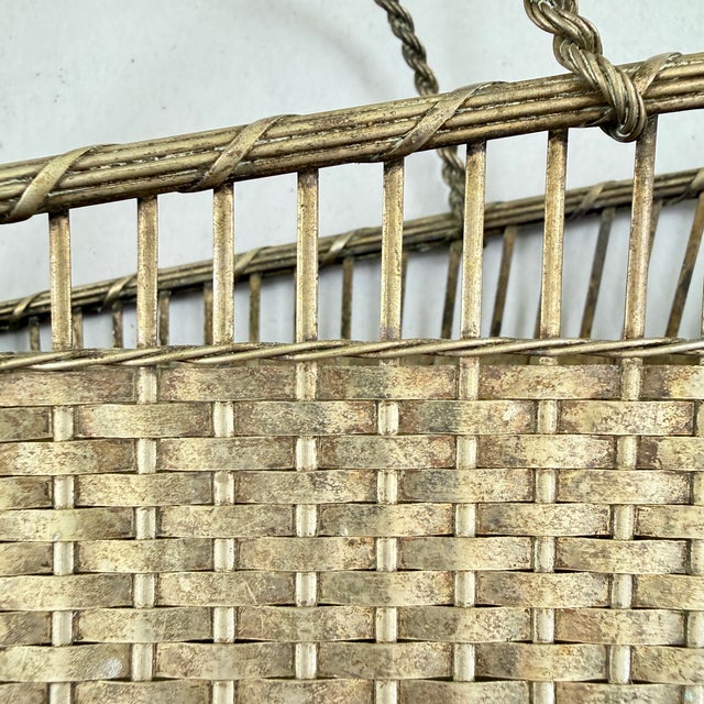 1930s French Woven Silver Metal Wine Bottle Carrier and Server - 1930s For Sale - Image 5 of 17
