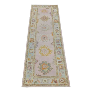 Modern Turkish Oushak Rug 3' x 10'7"